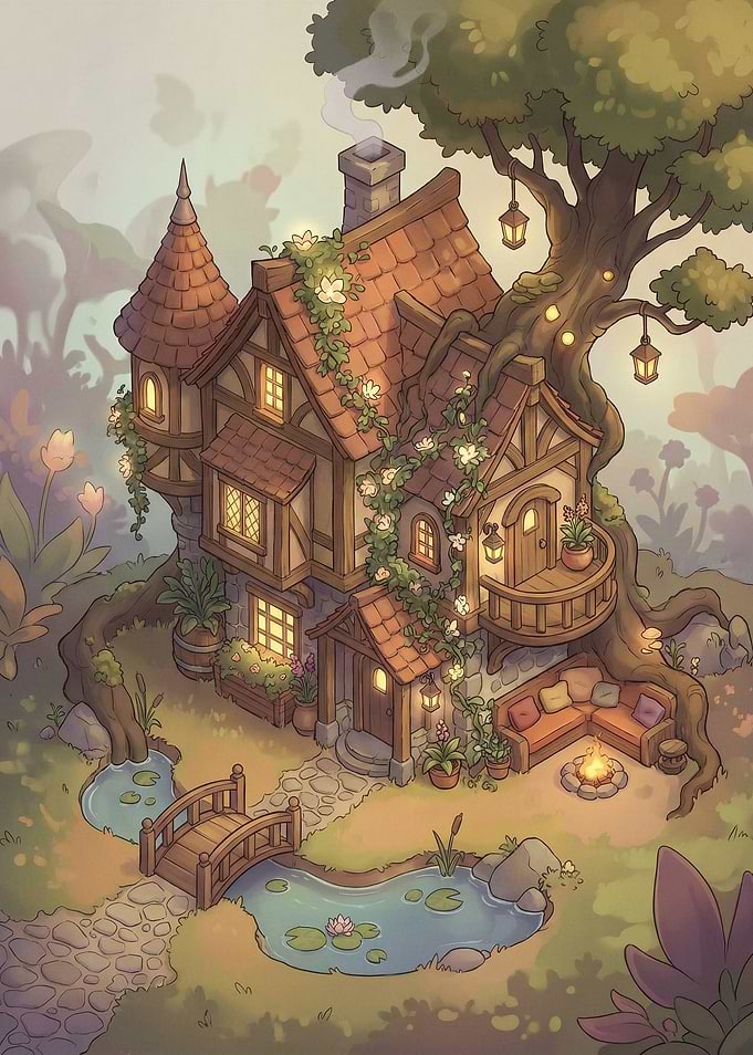 Enchanted Treehouse Cottage with Pond