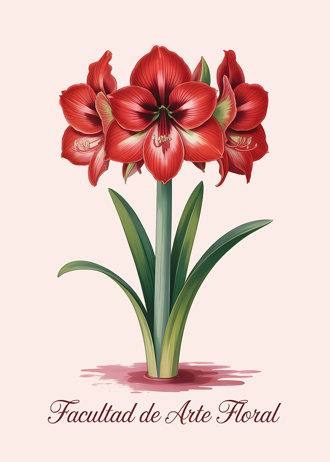 Red Amaryllis Flower with Text