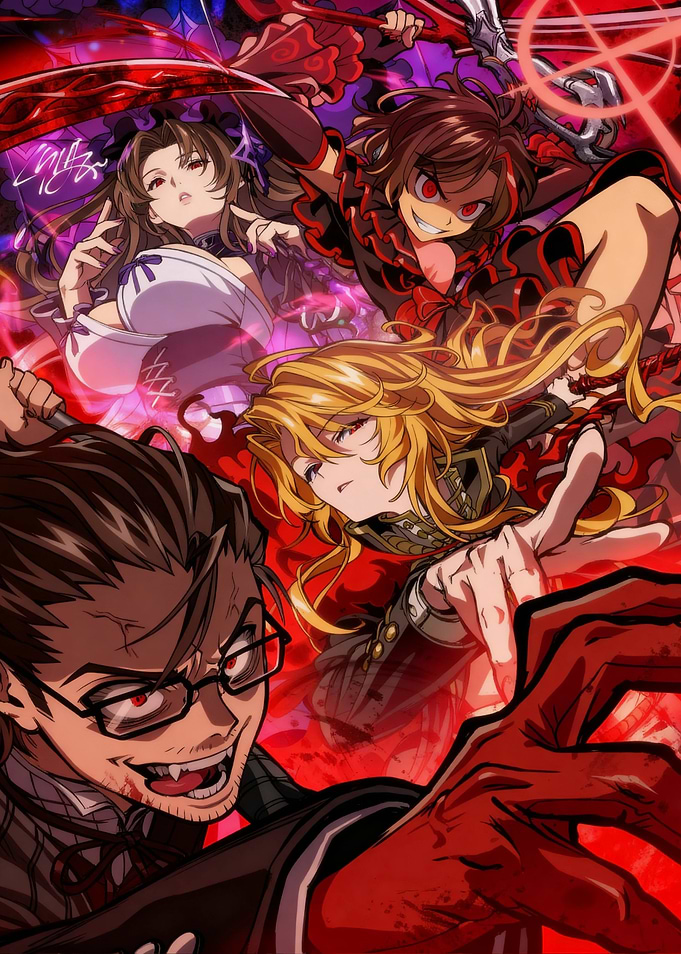 Anime Characters in Dramatic Red and Black