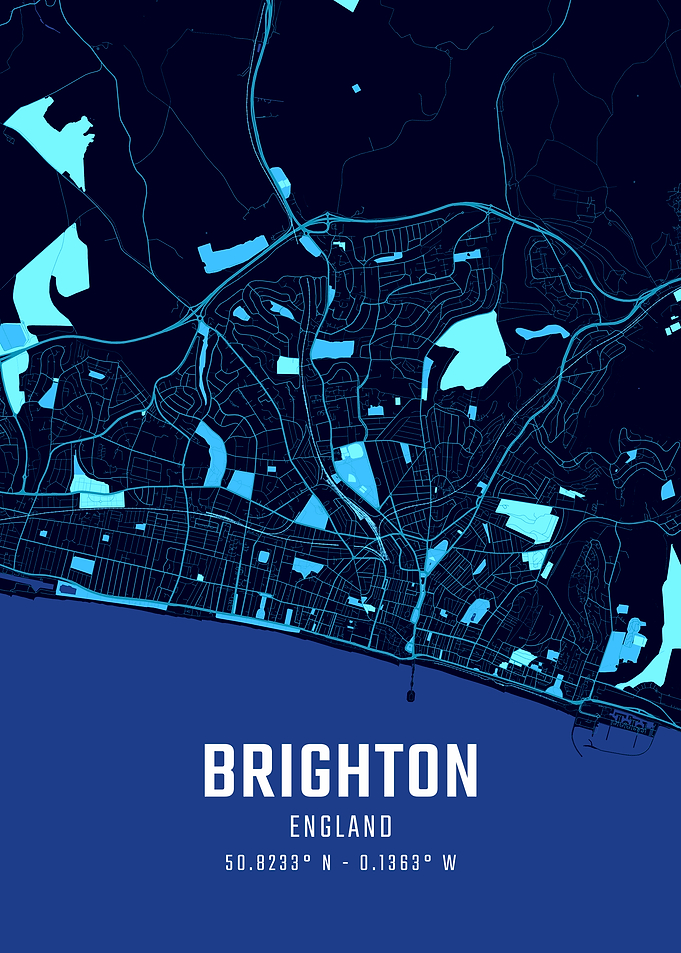Brighton England Midnight City Map