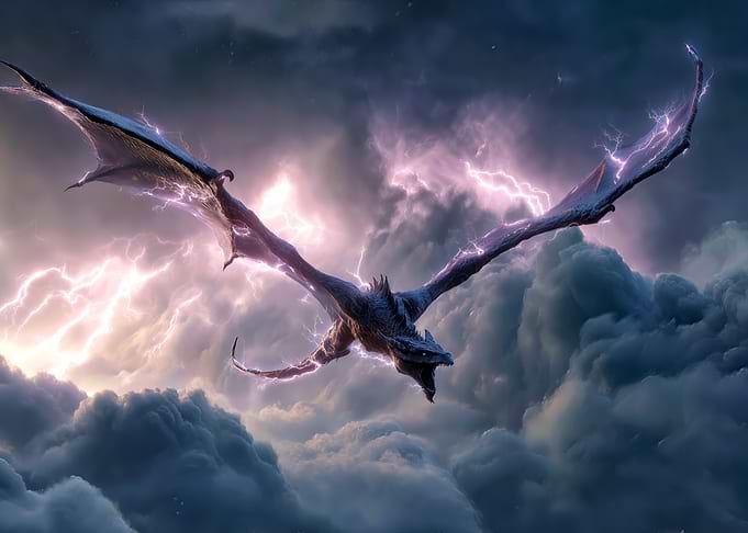 Dragon in a Lightning Storm