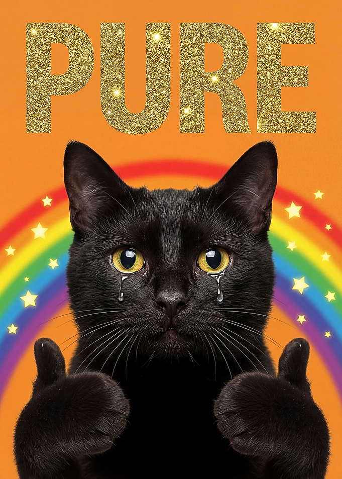 Crying Black Cat Giving Thumbs Up