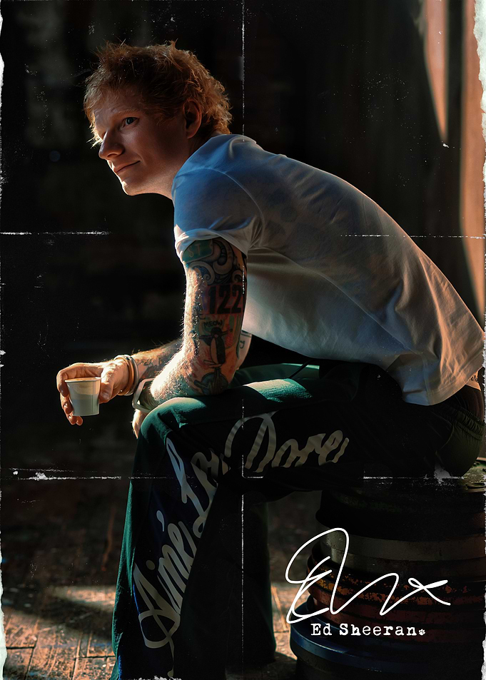 Ed Sheeran Sitting with a Drink