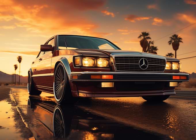 Classic Mercedes at Sunset