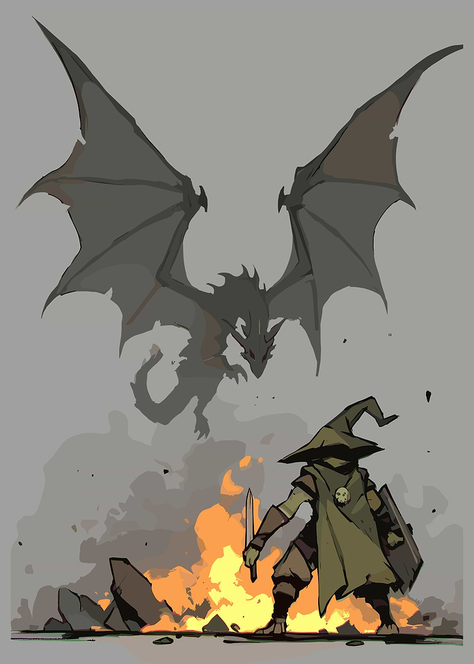 Fantasy Warrior vs Dragon Battle