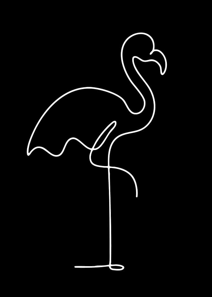 Minimalist Flamingo Line Art