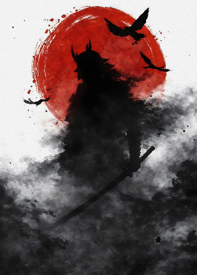 Samurai Warrior Under a Red Sun