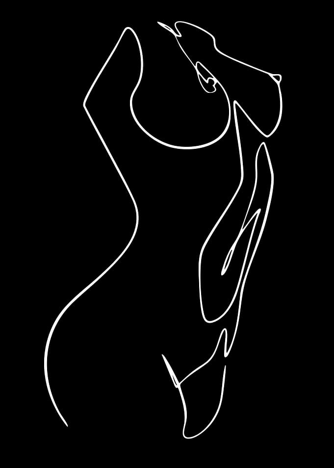 Abstract White Line Art of Female Form