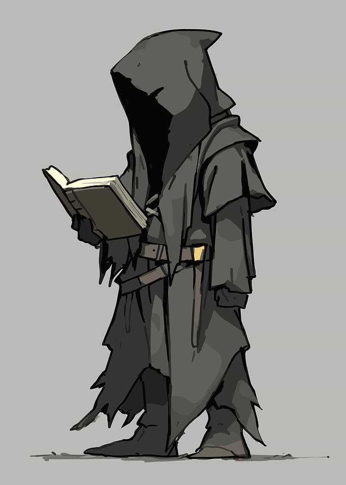 Grim Reaper Reading a Book