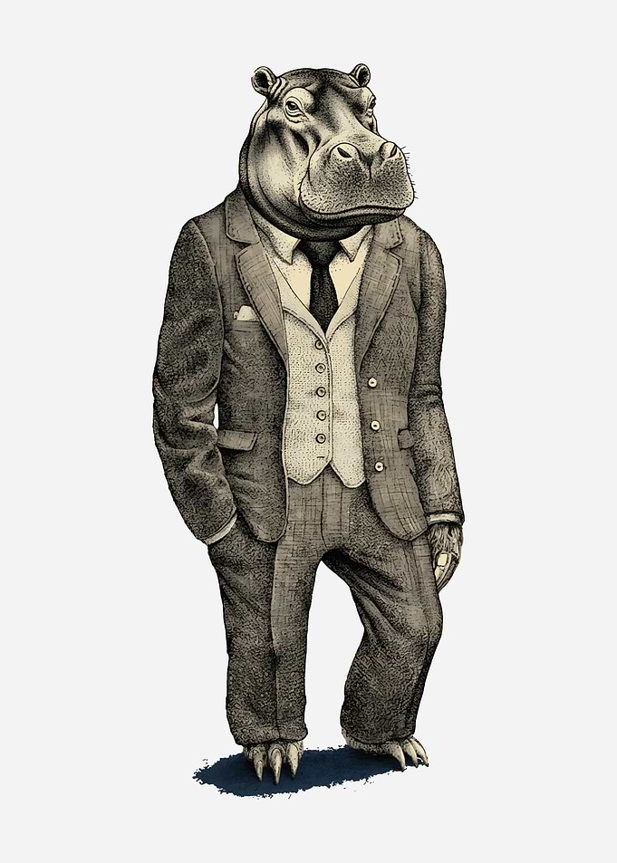 Anthropomorphic Hippo in a Suit
