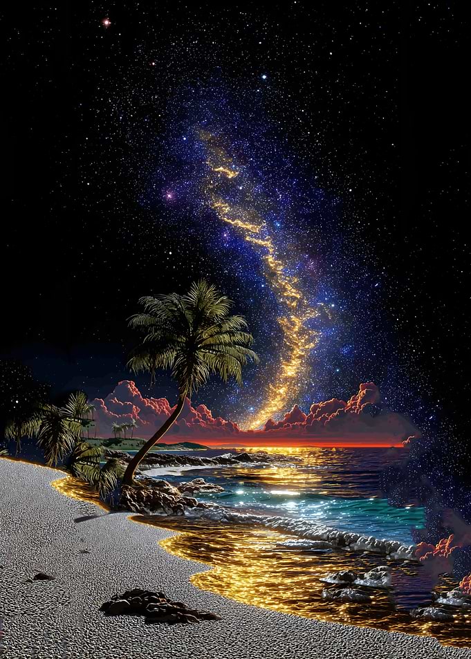 Tropical Beach Under the Milky Way