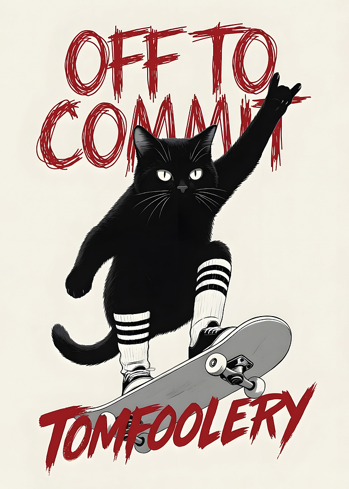 Skateboarding Black Cat