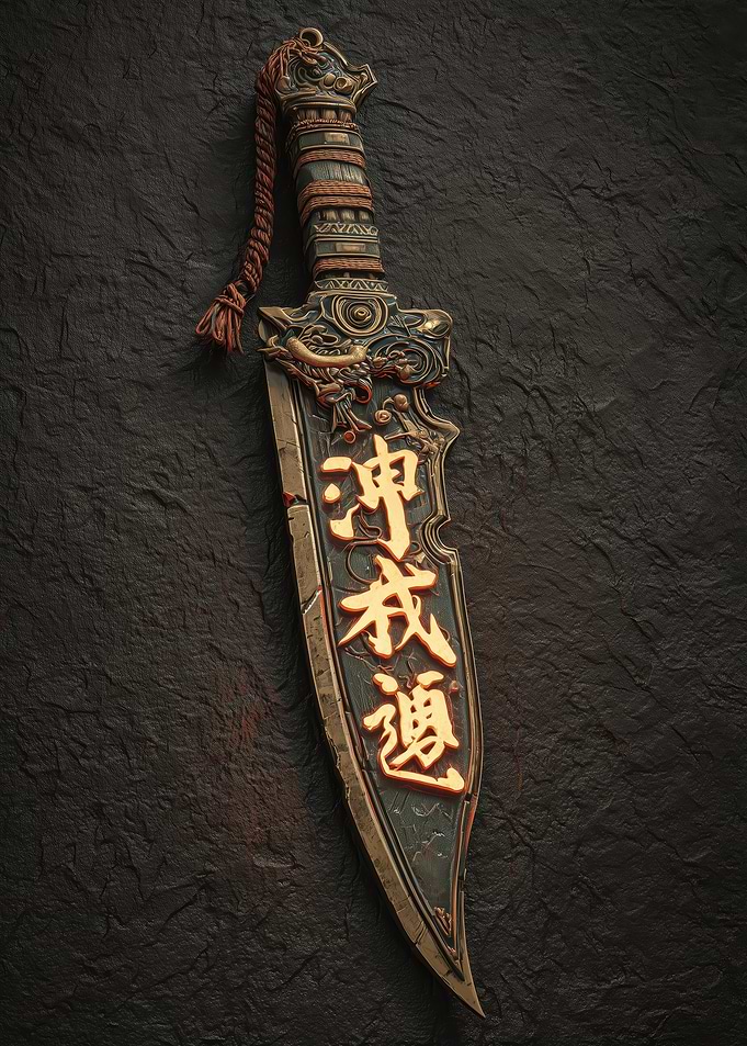 Ornate Chinese Dagger with Glowing Runes