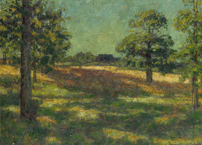 Impressionist Landscape with Trees and Field