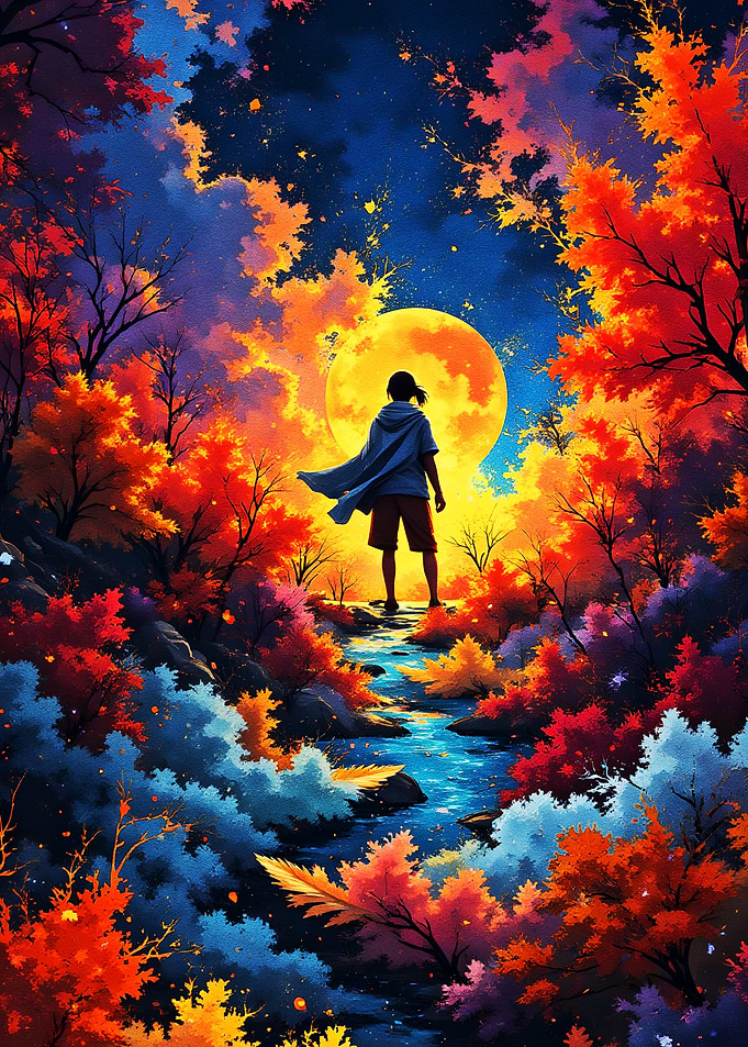Person in a magical forest