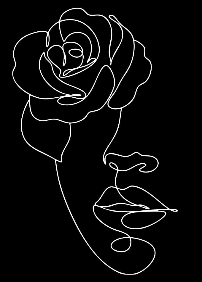 Minimalist Rose Face Line Art