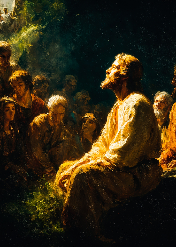 Jesus teaching a crowd