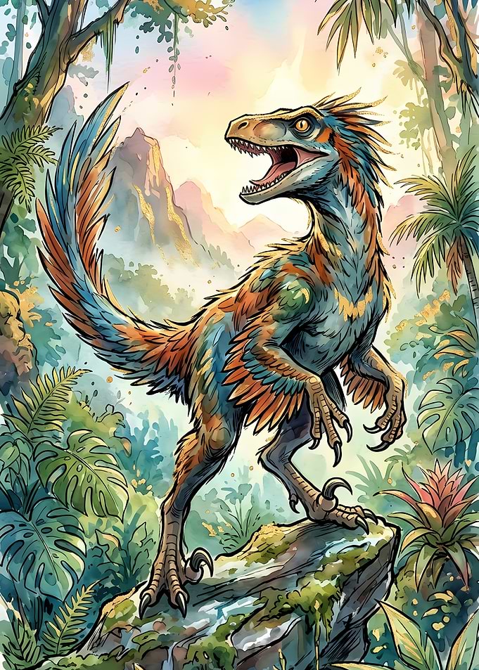 Feathered Dinosaur in Jungle