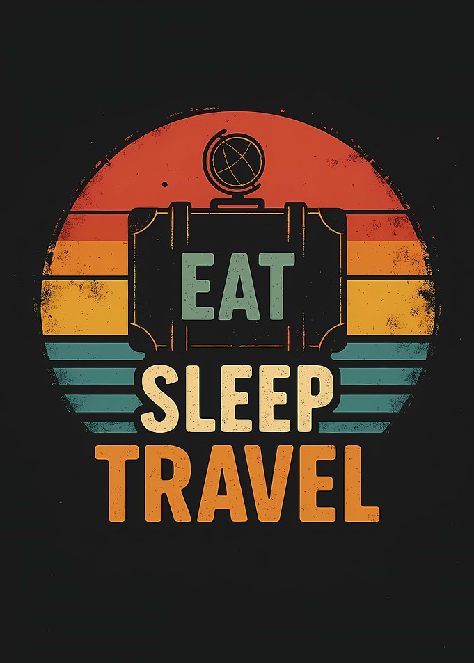 Eat Sleep Travel Retro Sunset