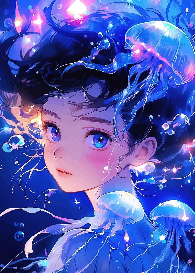 Anime Girl with Jellyfish