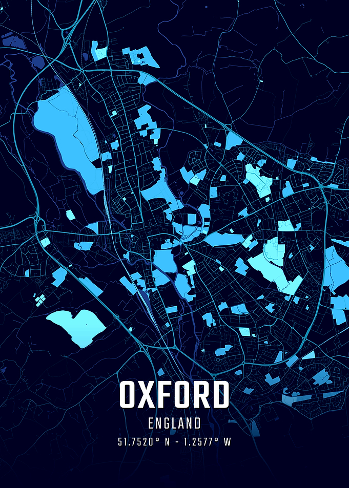 Oxford England Midnight City Map