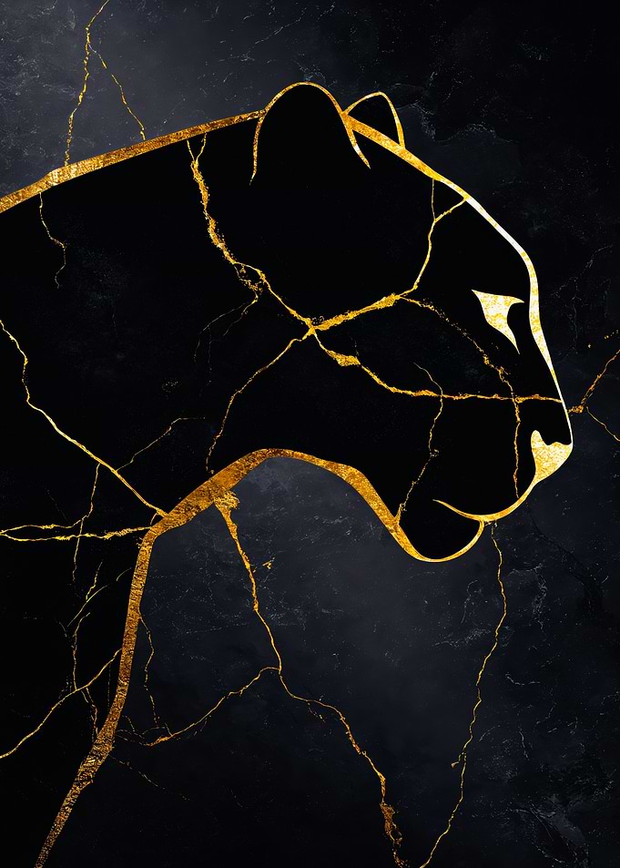 Black Panther Gold Kintsugi Silhouette