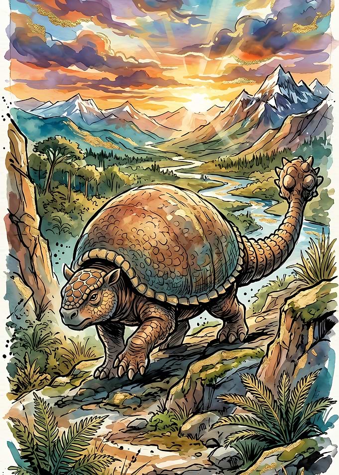 Dinosaur in a Mountain Landscape