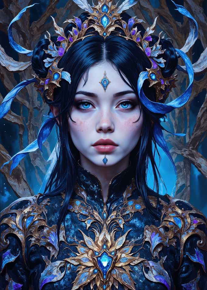 Fantasy Empress with Blue Eyes and Crown