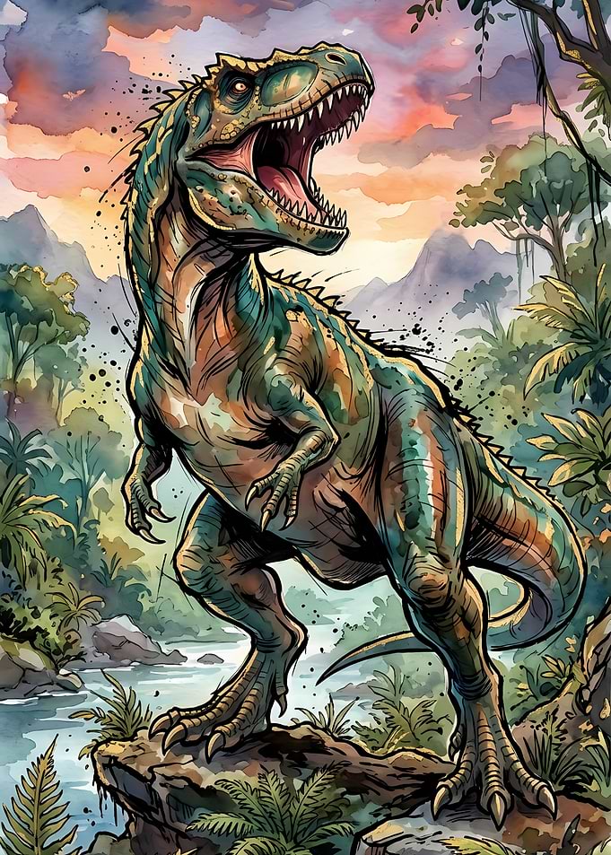 Roaring Tyrannosaurus Rex in Jungle