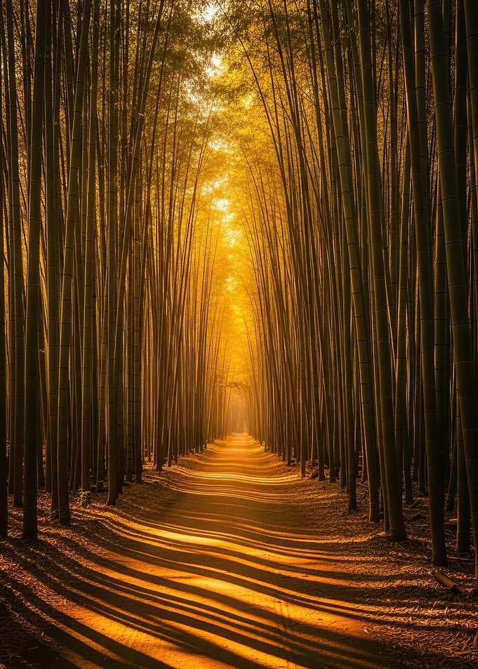 Golden Bamboo Forest Path