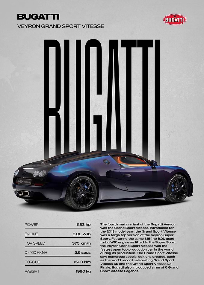 Bugatti Veyron Grand Sport Vitesse Poster