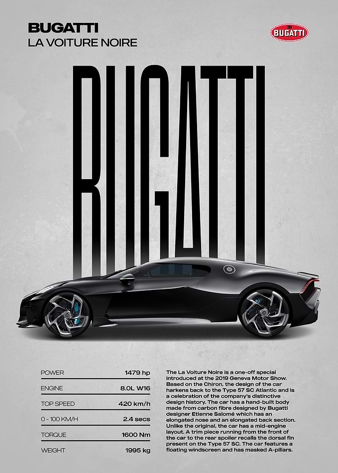 Bugatti La Voiture Noire Car Poster