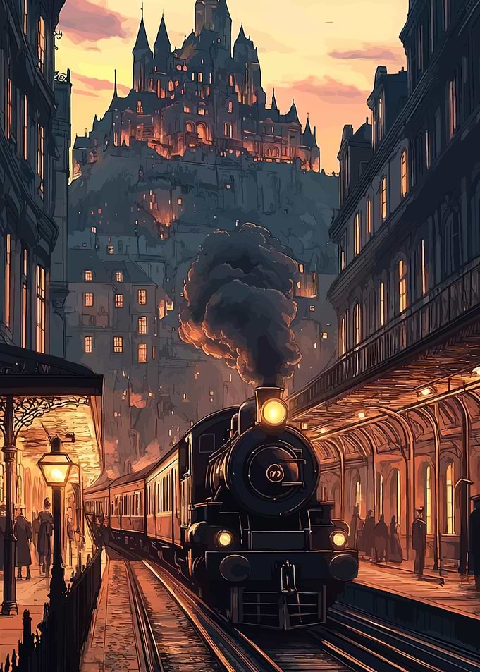 Steampunk Train at Dusk