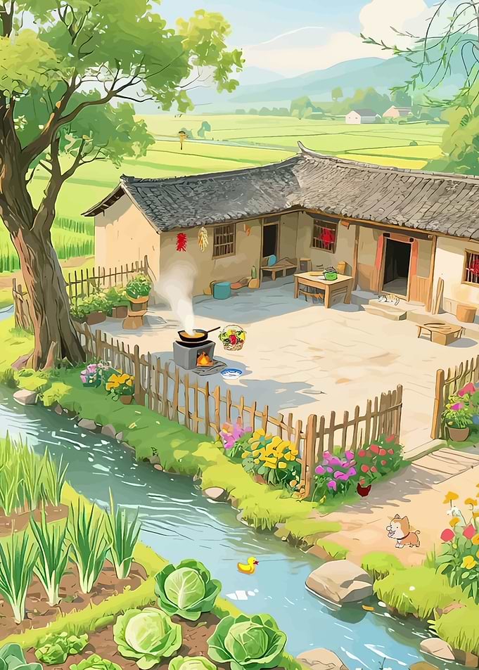 Rural Chinese Courtyard with Garden