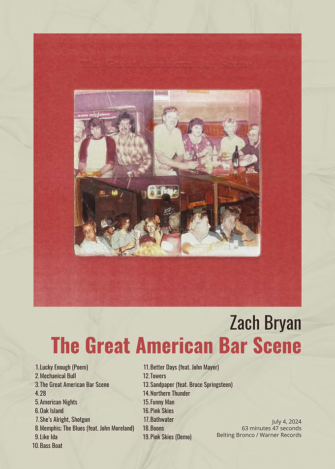 Zach Bryan The Great American Bar Scene Album Art