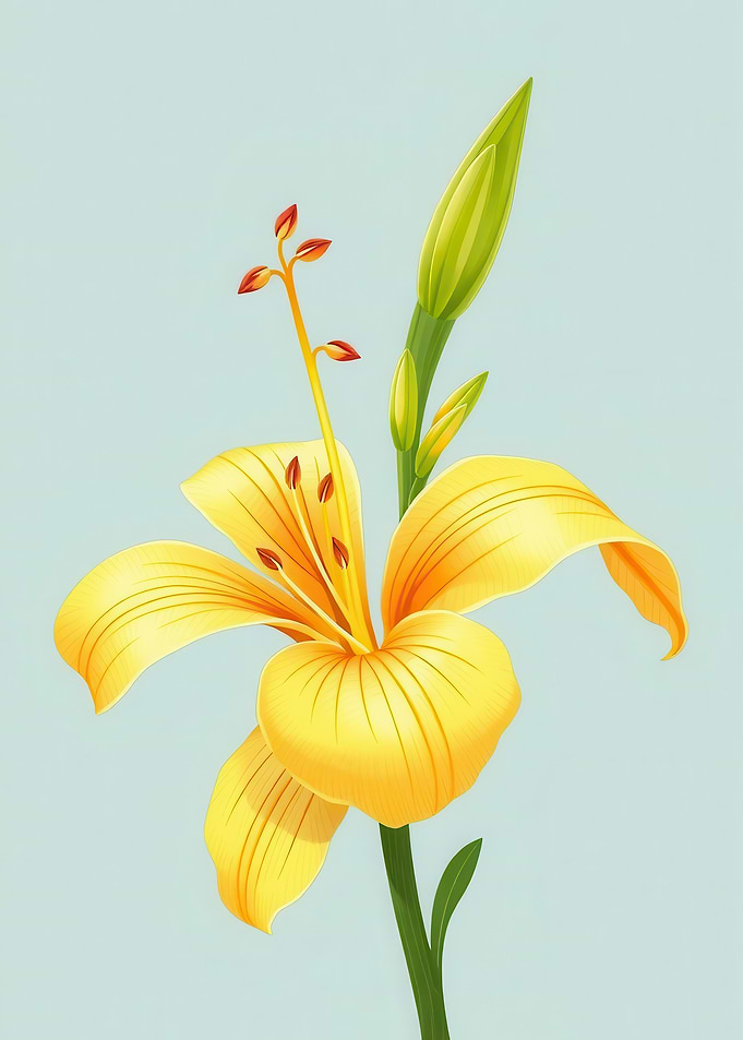 Yellow Lily Flower with Buds