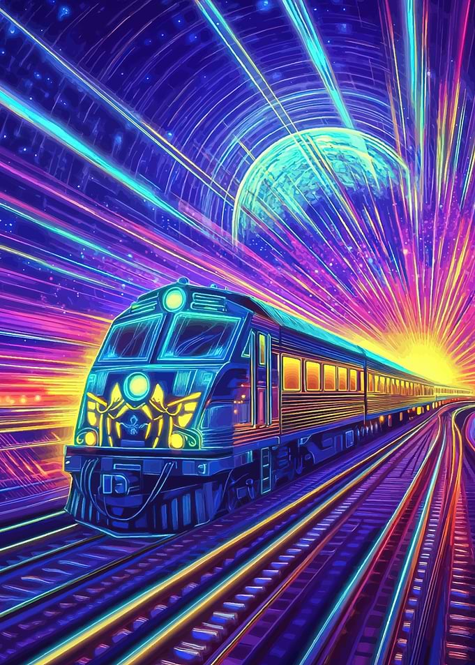 Psychedelic Train in Cosmic Tunnel