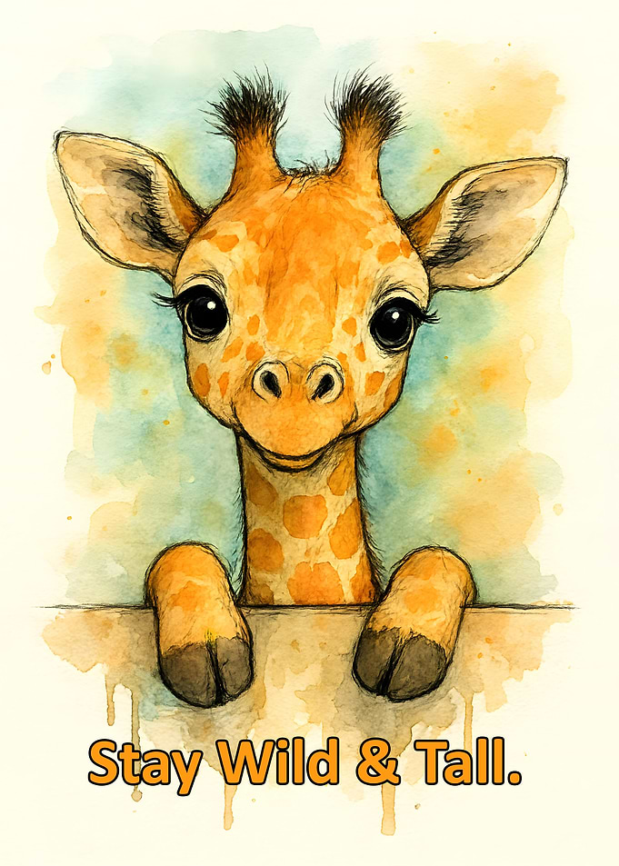 Cute Giraffe Watercolor Art
