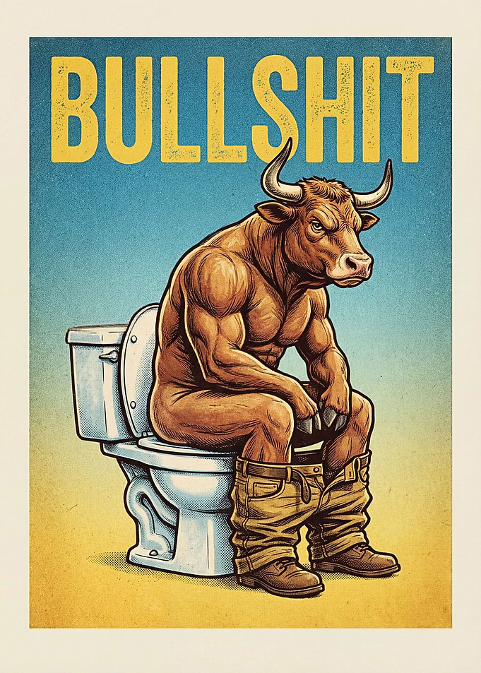 Bull Sitting on Toilet