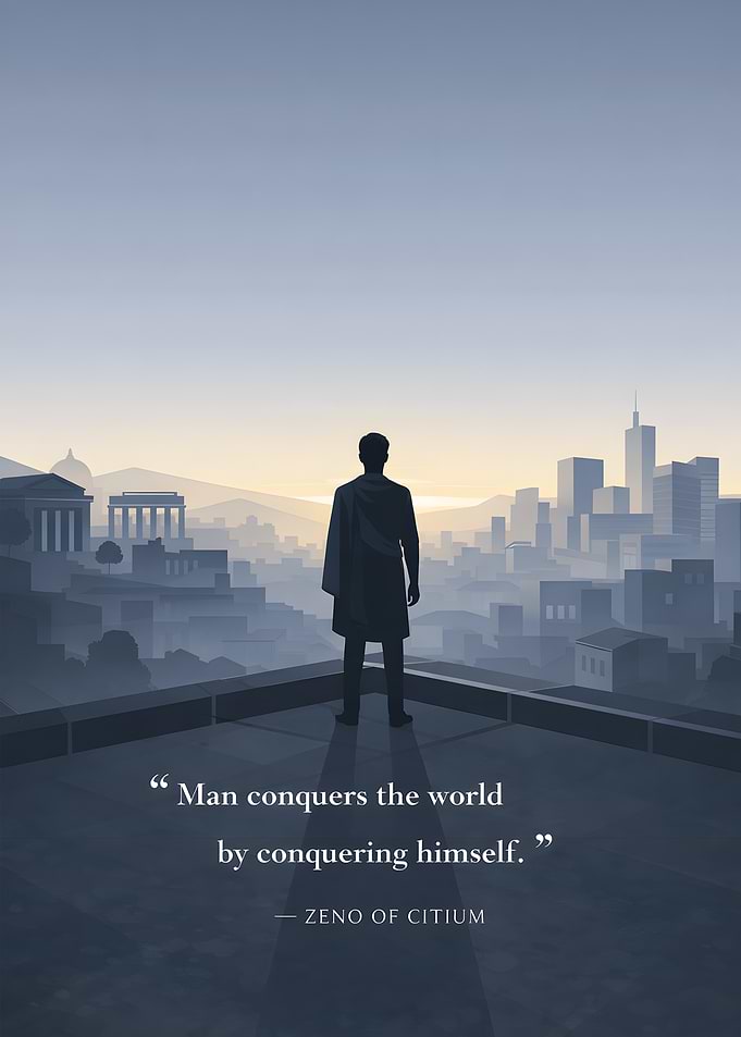 Man overlooking city at sunrise