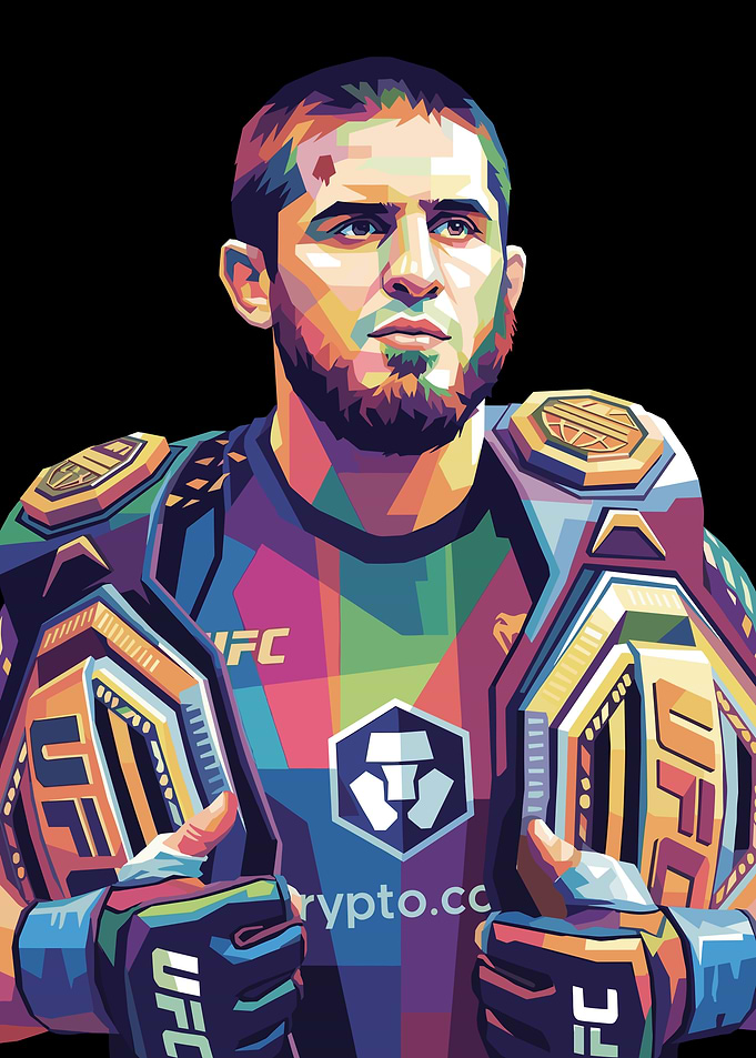 Islam Makhachev with UFC Belts