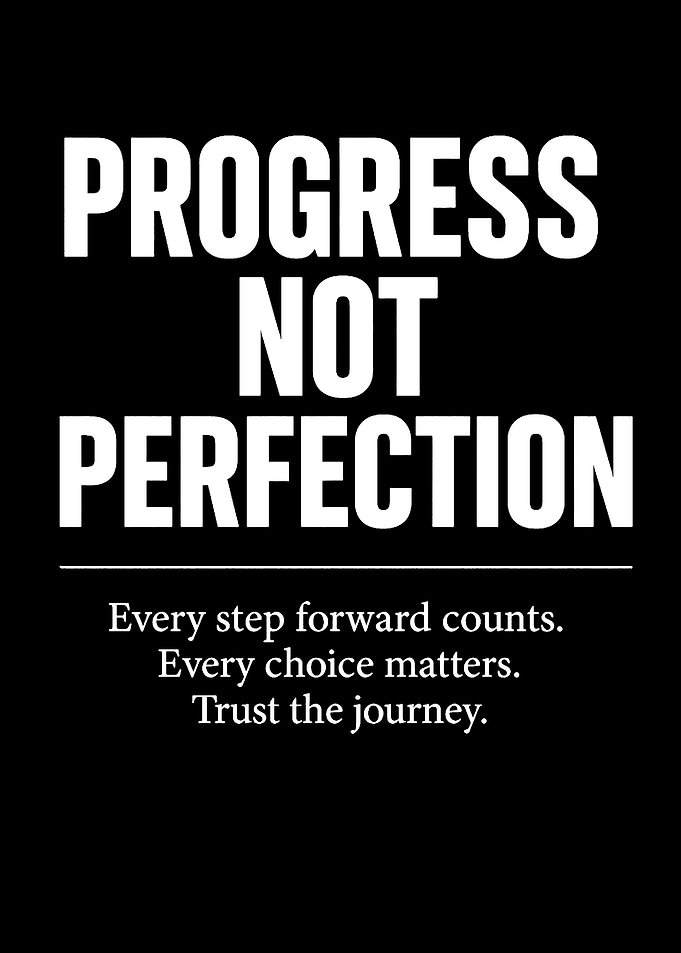 Progress Not Perfection Motivational Text