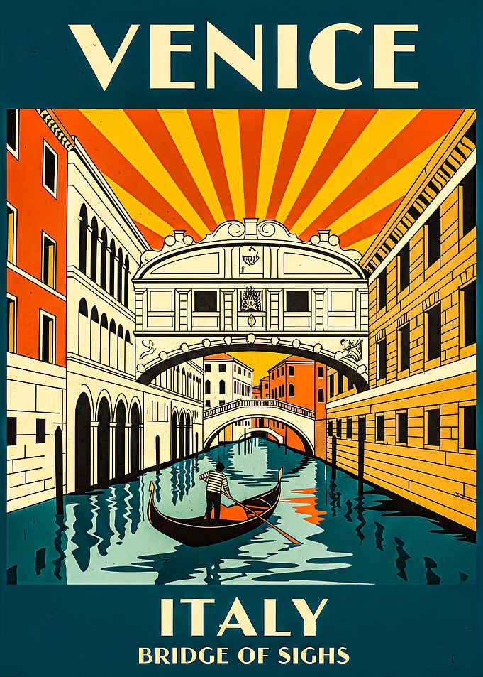 Venice Italy Bridge of Sighs Travel Poster