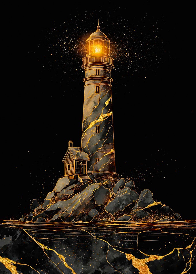 Lighthouse On Rocky Gold Island