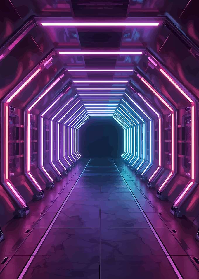 Futuristic Neon Sci-Fi Corridor
