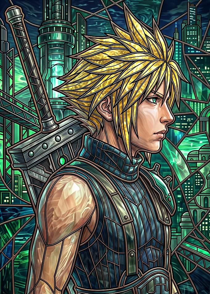 Cloud Strife Stained Glass Art