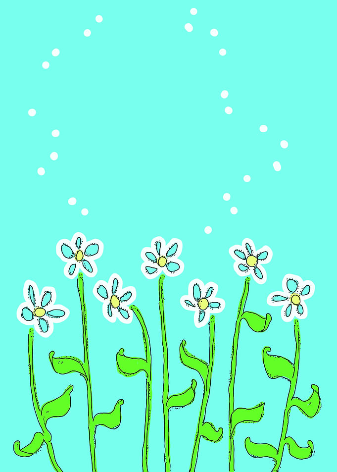 Cute Daisy Flowers with Bubbles