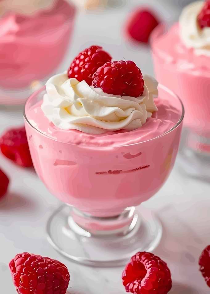 Raspberry Mousse Dessert with Whipped Cream