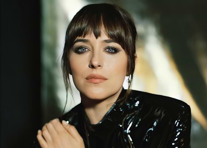Dakota Johnson in Black Latex Jacket