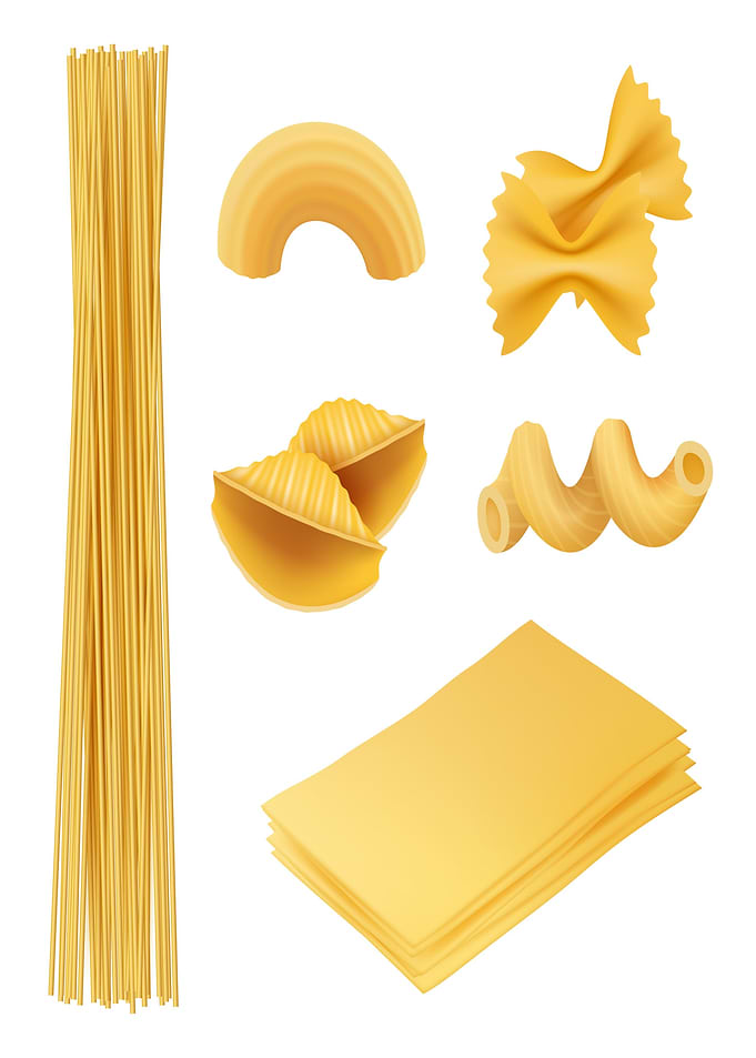 Assortment of Dry Pasta Shapes